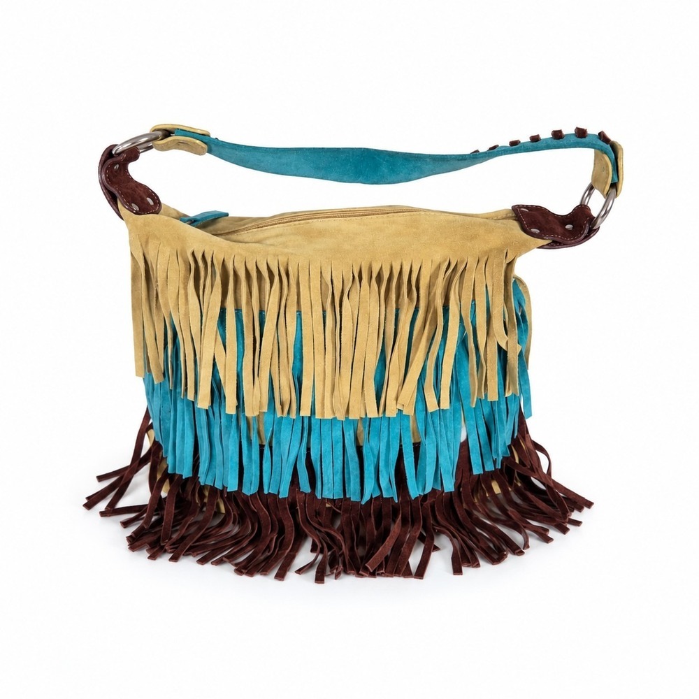 Claudia Firenze Made in Italy Genuine Leather Fringe Leather Hobo Bag Boho Weste